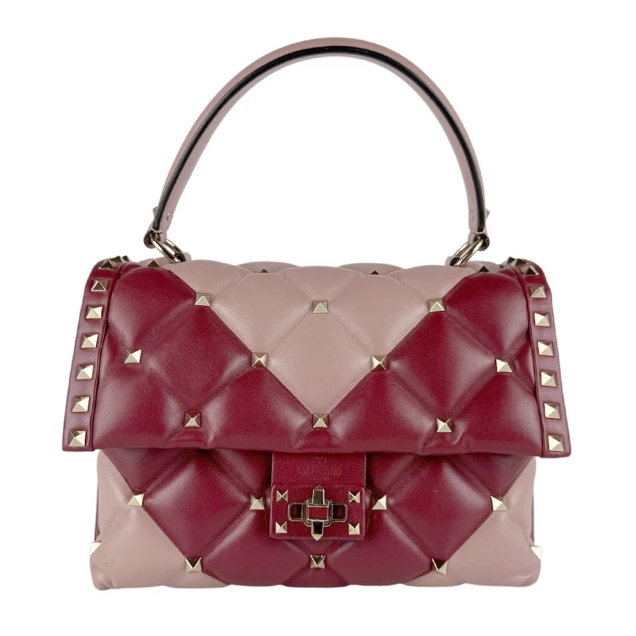 Valentino — Auth Valentino Garavani Candy Studs Handbag Shoulder Bag Red/Pink Beige - z9675