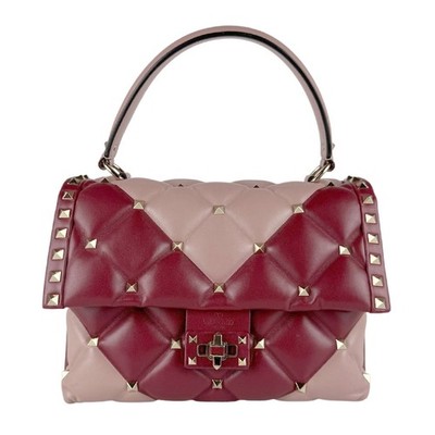 Auth Valentino Garavani Candy Studs Handbag Shoulder Bag Red/Pink Beige - z9675