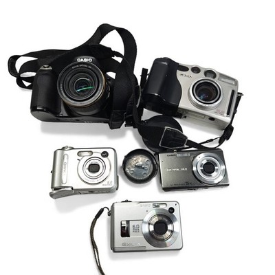 5x Casio Digital Cameras Job Lot - Exilim FH25 EX-ZS15 EX-Z110 QV-3000EX QV-R61