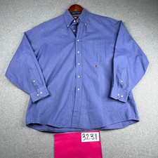 Vintage Tommy Hilfiger Shirt 16.5 Blue Crest Casual Button Up Long Sleeve Mens