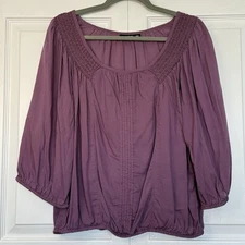 a.n.a. A New Approach Purple Balloon Sleeved Pullover Blouse Women’s Size Large