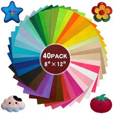 40 Pcs Felt Fabric Sheets 8 x 12 Inches Assorted Colors 8x12 Inch, Multicolor