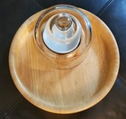 Vintage Cheese/Cracker Tray...Solid Wood With Glass Dome and Condiment Bowl 12"  — photo 4
