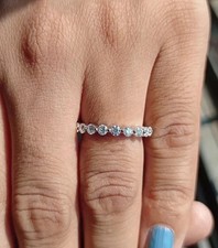 1Ct Moissanite Women Full Eternity Wedding Band Ring 14k White Gold Plated