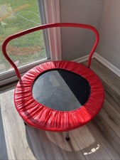 Compact 36" Toddler Trampoline with Padded Handrail - Ideal for Indoor Play