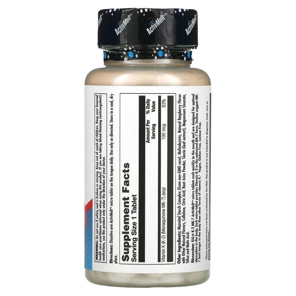 K-2 MK-7, Frambuesa, 100 mcg, 60 Micro Comprimidos Foto 2 de 2