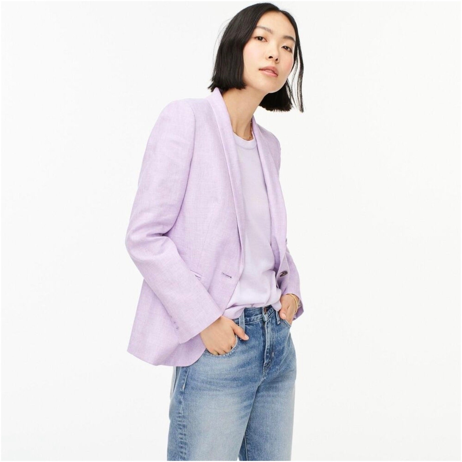 J.Crew Parke Stretch Linen Blazer Lilac Purple Career Jacket 4