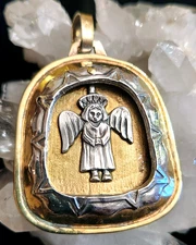 Jeep Collins JEC Sterling Silver  925 Brass Moving  Angel  3-D Shadowbox Pendant
