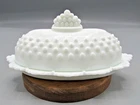 Vintage Fenton White Hobnail Milk Glass Butter Dish and Lid