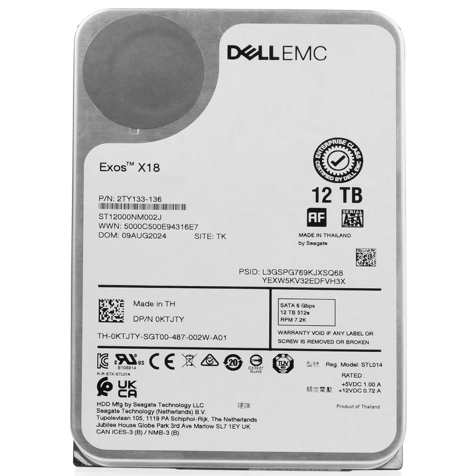 Dell/Seagate Exos X18 12TB ST12000NM002J 7.2K RPM SATA 6GB/s 3.5" Enterprise HDD - Image 2 of 4