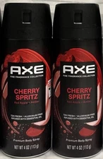 2 Pack: Axe Fine Fragrance Cherry Spritz Red Apple + Amber Premium Body Spray