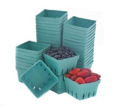 Green Molded Pulp Fiber Berry/Produce Vented 1 Pint Basket (40 Pieces) 
