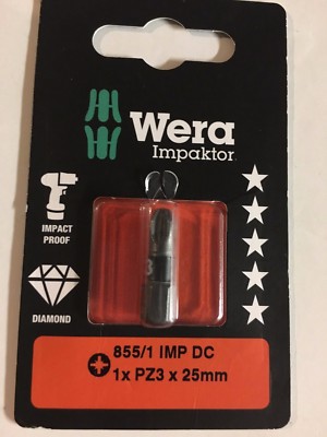Wera 05073922001 Bit, Impact 855/1 IMP DC'' SB 1 x PZ 3x25mm