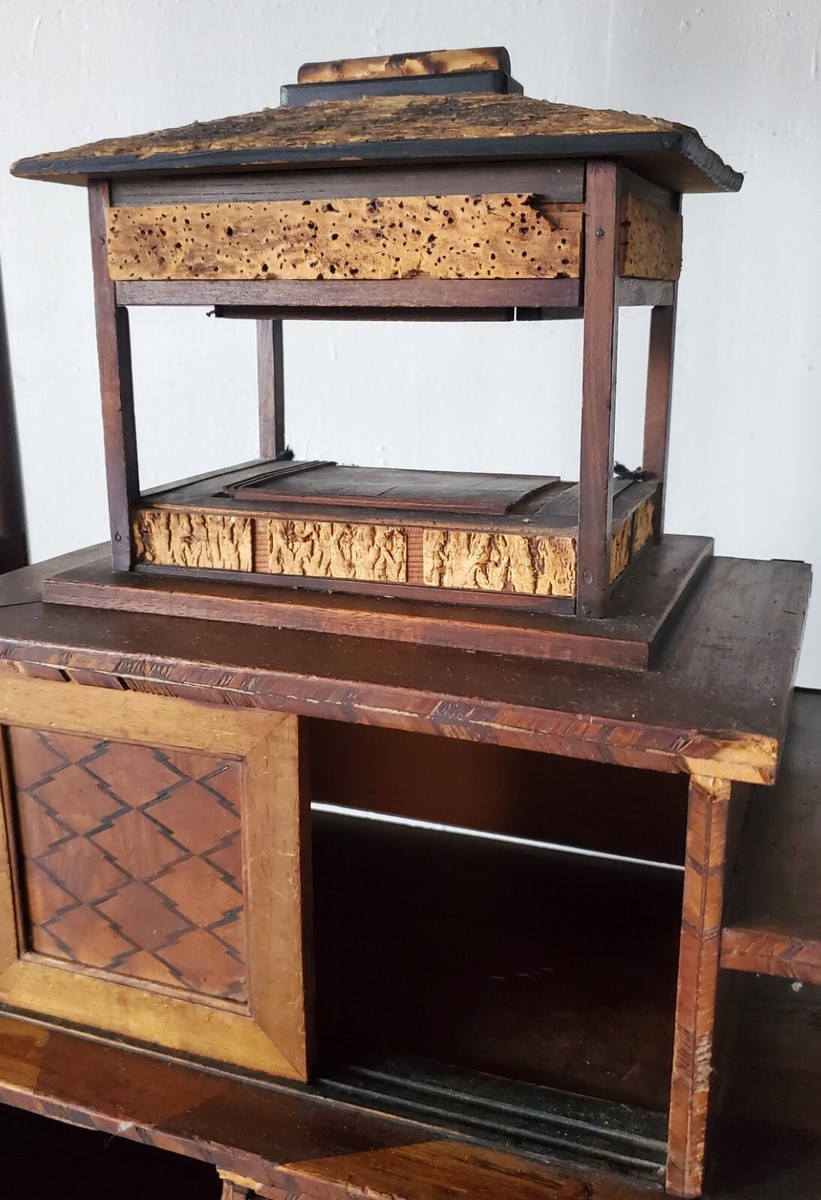 Antique 19th C. Japanese Parquetry Wood 'Shadona' Etagere Display