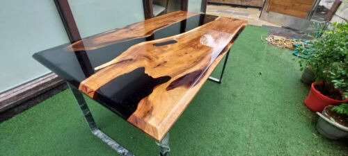 Acacia Wood Epoxy Resin Tabletop | Dining | Bartrop Tabletop | Live Edge Wooden - Picture 3 of 9