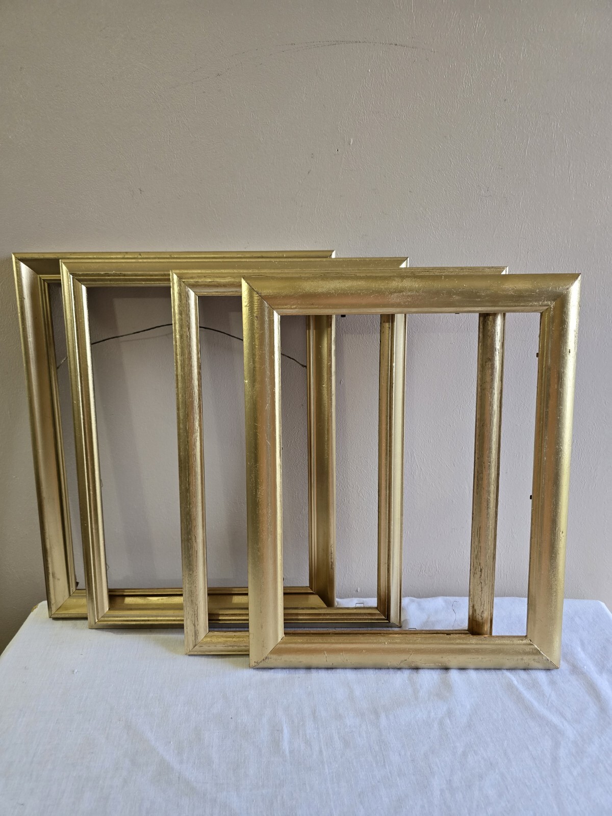 Set Of 4 VTG Ornate Retangle Gold Picture Frames Wall Art Gallery Decor