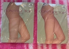 Control Top Pantyhose Lot Of 2 White Medium Vintage JC Penney Shaper USA NWT
