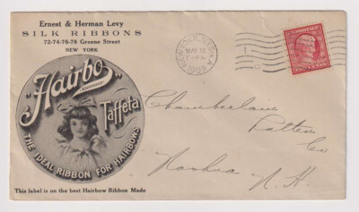 E3126: US #367 on 1909 Hairbo Ribbon Illustrated Ad Cover