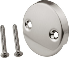 Two Hole Bathtub Overflow Faceplate Replacement with Screw Brushed Nickel