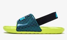 NIKE TODDLER KAWA SLIDE SANDAL SE TD BLACK / AQUAMARINE-CYBER CW1658 001