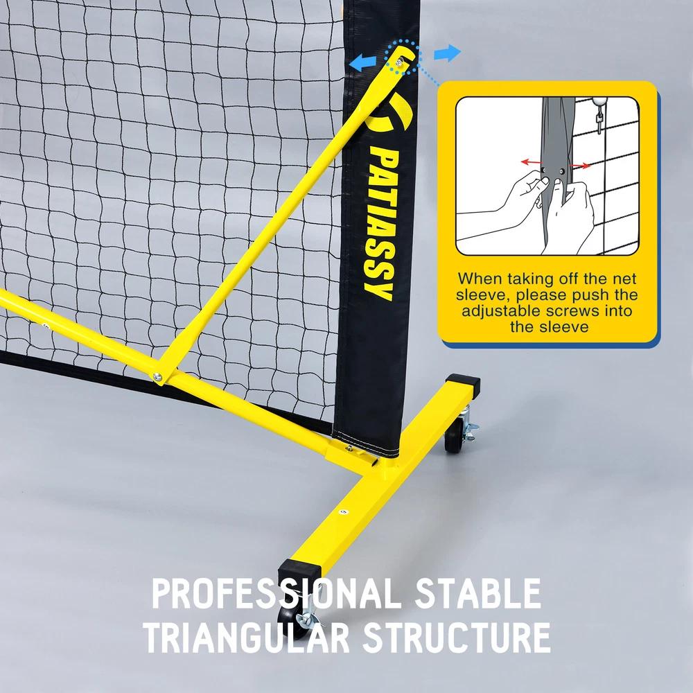 Pickleball Net Set with Wheels &Court Marking Kit 22 FT Portable Pickleball Nets