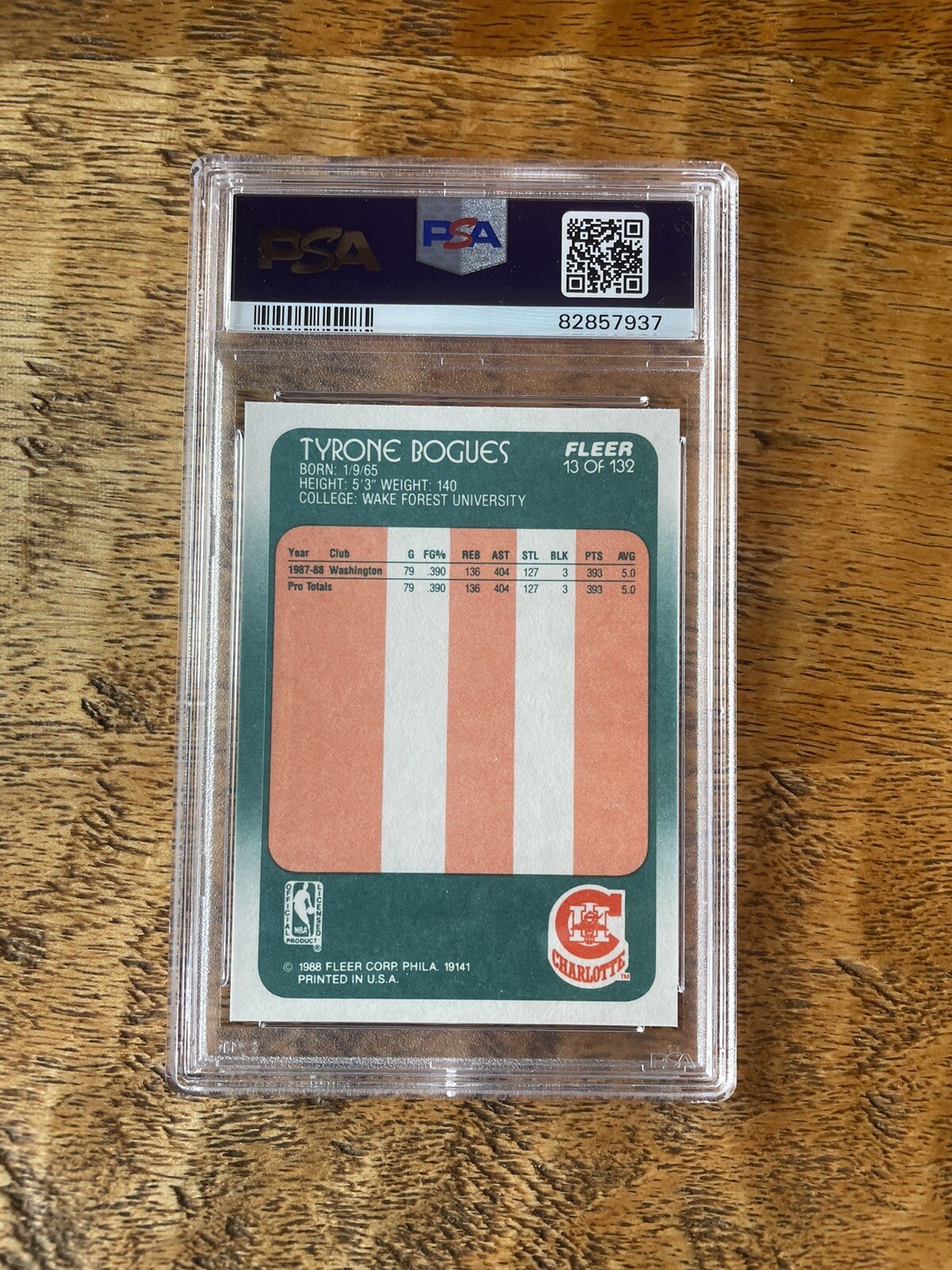 1988 Fleer Tyrone Muggsy Bogues Rookie RC 13 PSA 9 Mint Washington