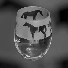 ARAB HORSE Frieze Boxed 36cl Clear Crystal Stemless Wine / Water Glass