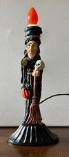 Vintage Halloween Witch Candolier Electric Candle Skull Broom Orange Bulb