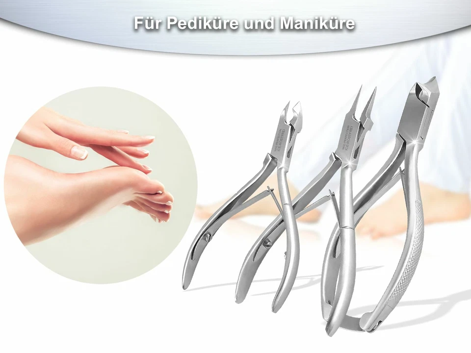 Fußpflege Instrumente 3 Nagelzangen + GRATIS ECKENHEBER Pediküre-Set Edelstahl - Bild 4 von 4