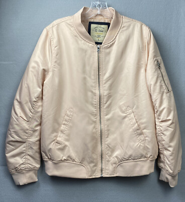 Ci Sono Originals Women s Size L Bomber Jacket Dusty Pink Silver Zip NWT