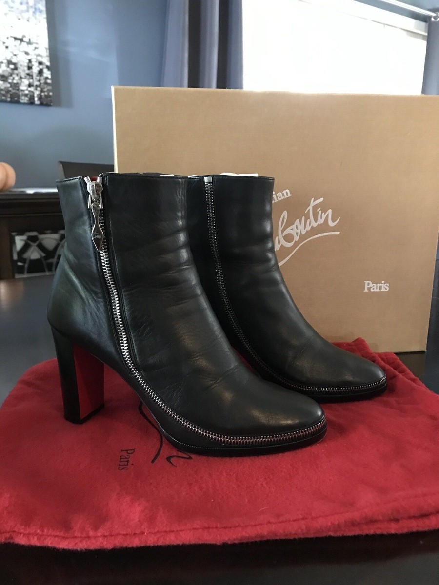 Christian Louboutin Telezip 85 Black Boots,