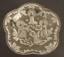 Serving Platter Clear Glass Christmas Angels Candles Stars Small