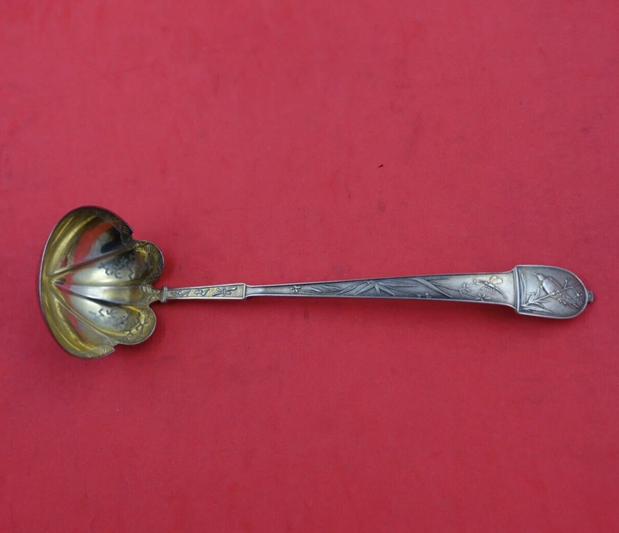 Japanese by Gorham Sterling Silver Sauce Ladle Bright-Cut Gold Washed 6 3/4"