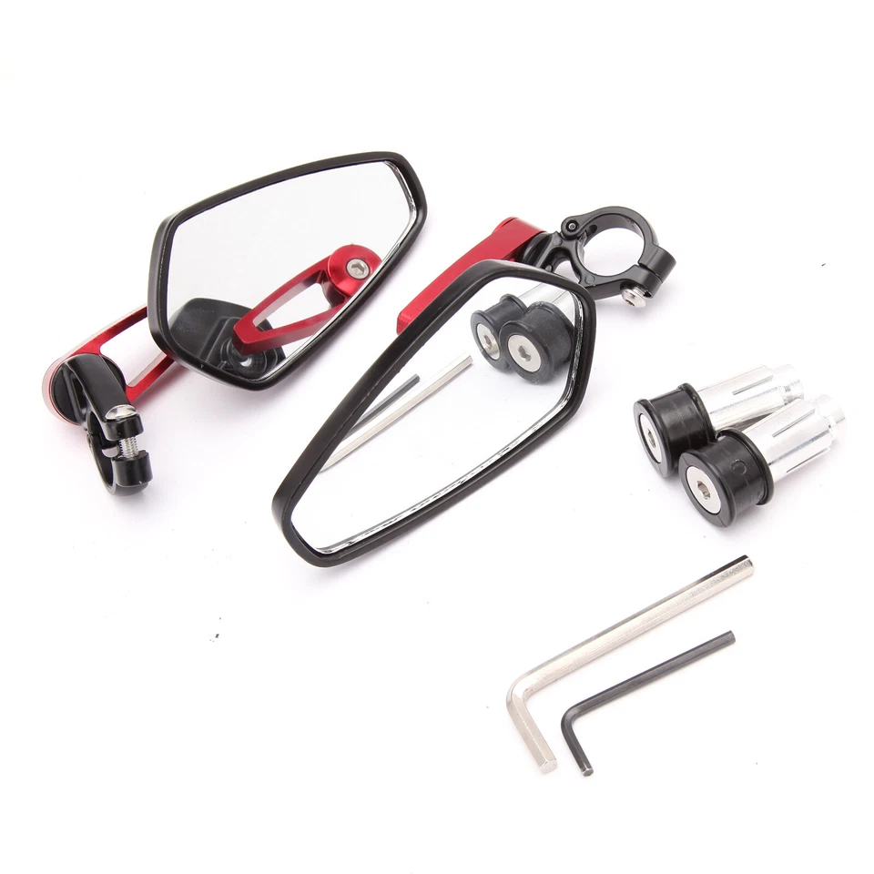 Espejos retrovisores de barra rojos estándar huecos 7/8" para Ducati 848 EVO Foto 4 de 4