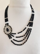 Oszałamiająca warstwa biżuterii Stack naszyjnik zestaw kolczyków Czarne złoto Kryształ Kundan 🌸