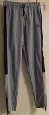 Gray Track Pants Windbreaker Mens Womens S Blue Stripe Ankle Zip Mesh
