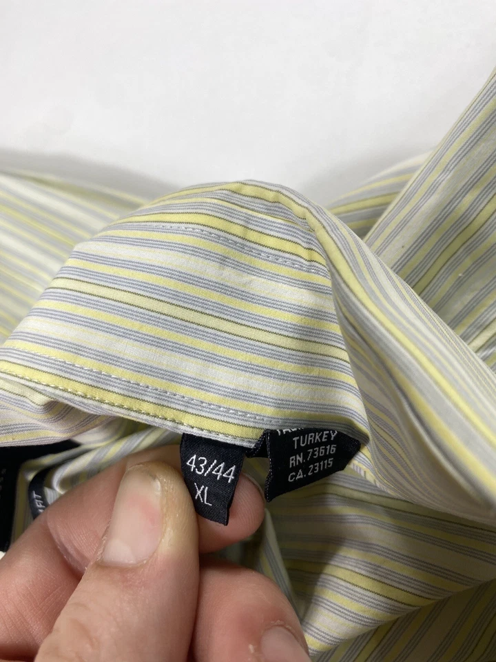 Camisa de Vestir Hugo Boss Informal Botones XL Calce Ajustado Amarillo Rayas Moderna Preppy Foto 4 de 4