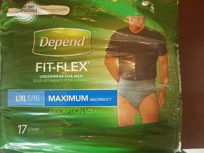 Depend FIT-FLEX Incontinence Underwear for Men Maximum Absorbency L/XL 17 Count