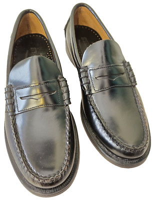Sebago Men's Black Dan Penny Loafers Shoe Sz 7B Hand Sewn All Leather Dress NEW