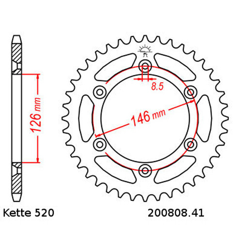 Chain Set Suzuki Dr-Z 400 Smu 05-07 Chain DID 520 Zvm-X 112 Open 15/41 - Picture 3 of 4
