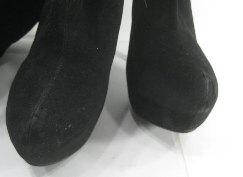 Casa de Muñecas Negro 6" Tacón de Agujero 2" Plataforma Pico Sobre la Rodilla Bota Mujer Talla 9 Foto 3 de 4