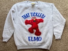 Vintage Sesame Street  That Tickles  Elmo Ringer Sweatshirt Size Girls 10/12