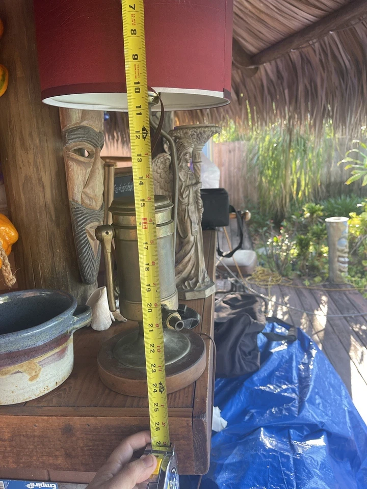 Industrial Patent 1984  Desk Light Steampunk Table Lamp Vintage with Red Shade - Image 4 of 4