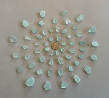 Beach Sea Glass 50 Pieces Bright Sky Blue Genuine Surf-tumbled Mendocino CA