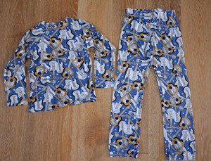 City Threads Boys 100% Cotton Guitar Print Pajama Size 6x/7 VGUC Made  in USA!
