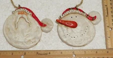 2 Cookie Style 3" Resin Holiday Ornaments Kris Kringle Head & Snowman