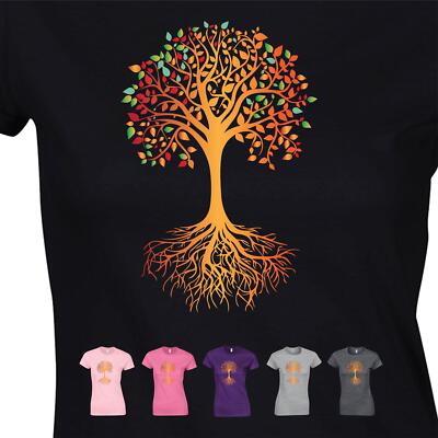Lebensbaum Damen T-Shirt Erde Natur Geometrie Top DNA Human Genetic Code