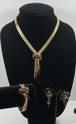 #ad Vintge Monet Priscillia Book Piece Parure Slide Necklace Bracelet Earrings $100.00