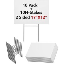 17X12inch 10 Pack Blank Yard Signs with 10pcs Stakes for Party Decor Open House