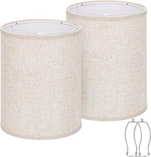 Tall Drum Lamp Shades Set of 2, 10"Top x10" Bottom x 13"High, Beige Lampshade fo